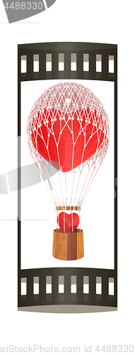 Image of Hot Air Balloon of heart with heart. Wedding concept. 3d render