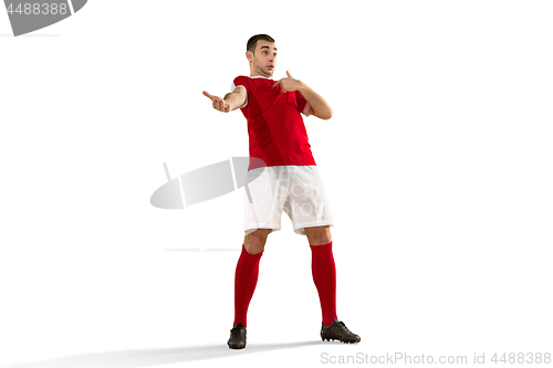 Image of Professional football soccer player isolated white background