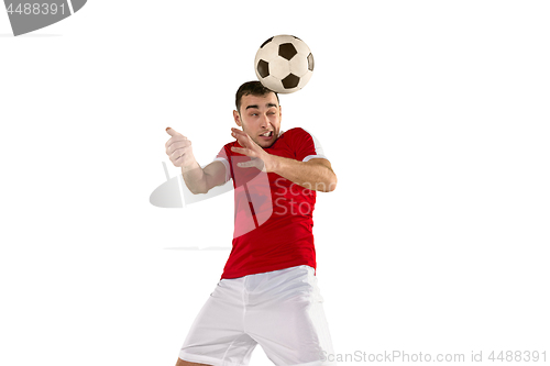Image of Professional football soccer player isolated white background