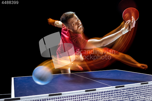 Image of The table tennis player serving