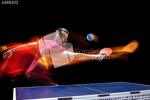 Image of The table tennis player serving