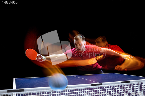 Image of The table tennis player serving