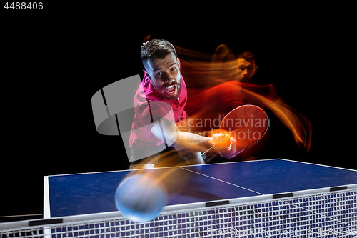 Image of The table tennis player serving