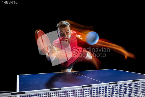 Image of The table tennis player serving