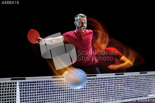 Image of The table tennis player serving