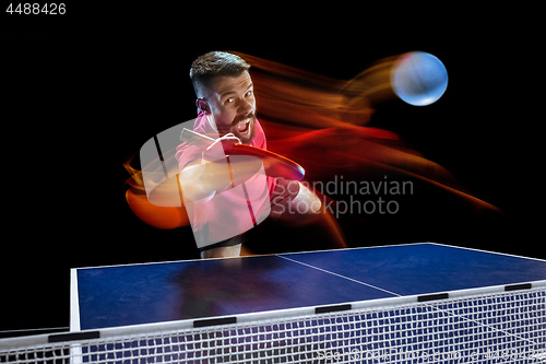 Image of The table tennis player serving