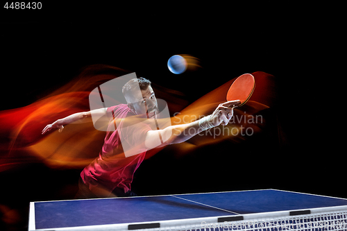 Image of The table tennis player serving