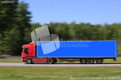 Image of Semi Trailer Cergo Transporter at Speed