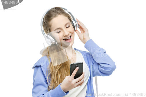 Image of Teen age girl with headphones