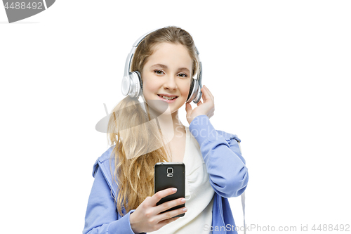 Image of Teen age girl with headphones