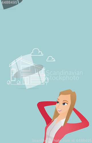 Image of Woman dreaming about buying a new house.
