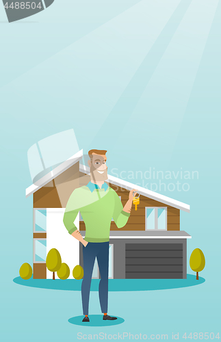 Image of Young caucasian homeowner with key.
