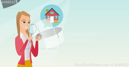 Image of Young caucasian woman looking for a house.