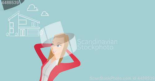 Image of Woman dreaming about buying a new house.
