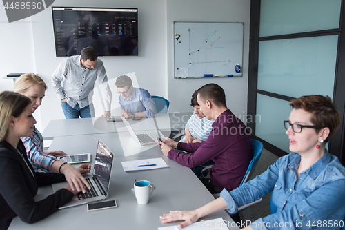 Image of Group of young people meeting in startup office