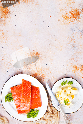 Image of salmon fish and butter 