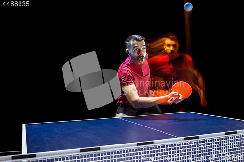 Image of The table tennis player serving