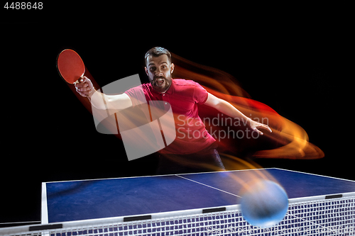 Image of The table tennis player serving