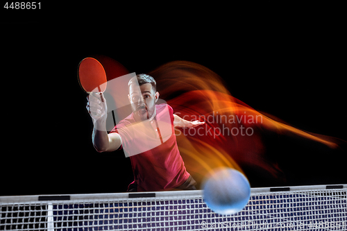 Image of The table tennis player serving