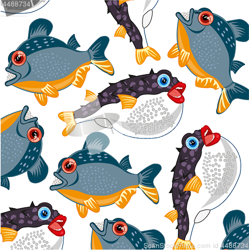 Image of Dangerous and poisonous river and sea fish pattern