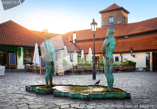 Image of Pissing men statues in Prague