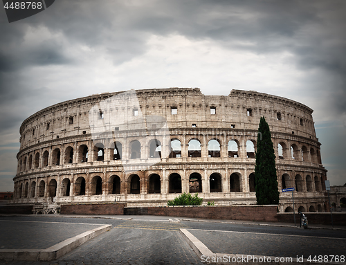 Image of Gray clouds over Colosseum