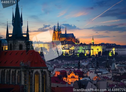 Image of Landmarks of Prague in evening