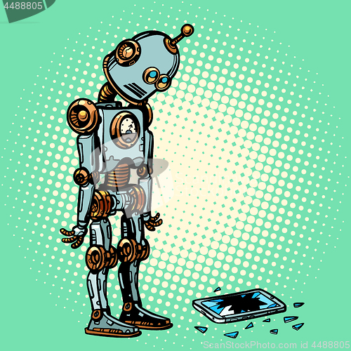 Image of Robot and broken phone screen