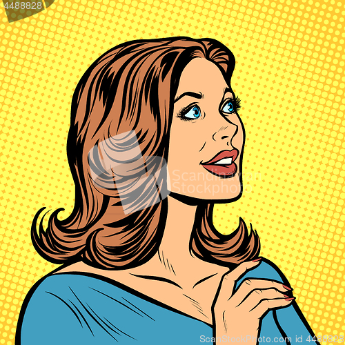 Image of pop art beautiful woman in profile