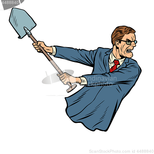 Image of businessman with a shovel