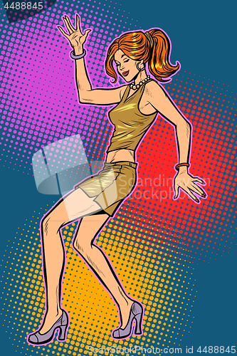 Image of girl in sexy dress, woman disco dance