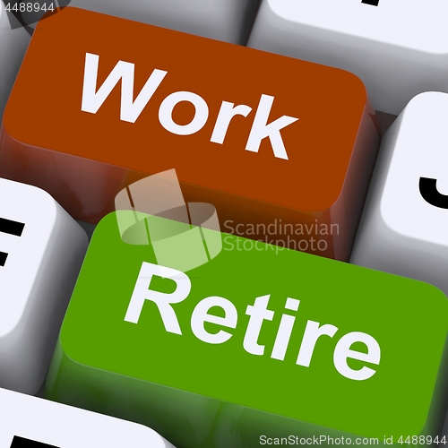 Image of Work Or Retire Signpost Shows Choice Of Working Or Retirement