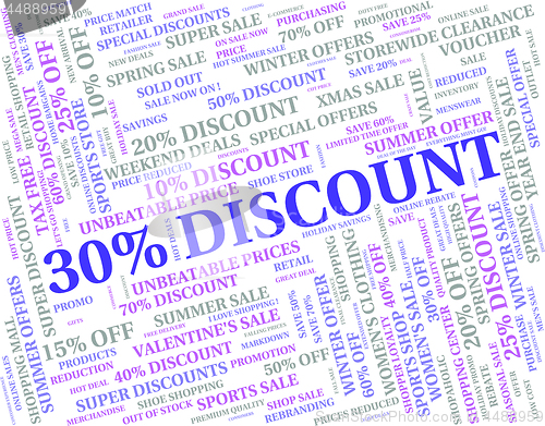 Image of Thirty Percent Off Indicates Save Offers And Words