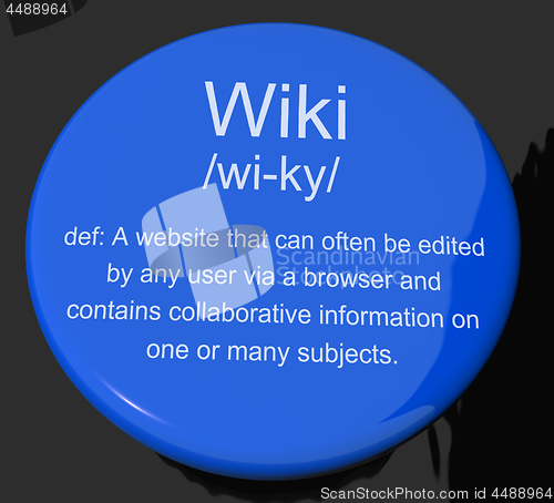 Image of Wiki Definition Button Showing Online Collaborative Community En