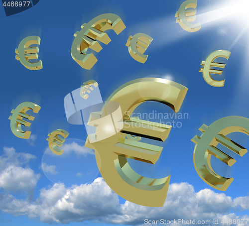 Image of Euro Signs Falling From The Sky As A Sign Of Wealth