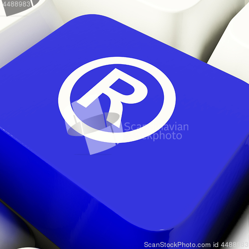 Image of Registered Computer Key In Blue Showing Patent Or Trademark
