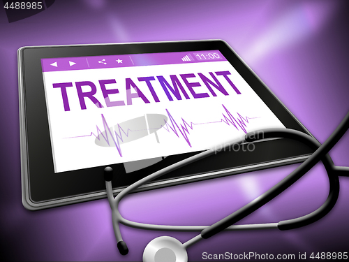 Image of Treatment Tablet Represents Online Remedies And Drugs