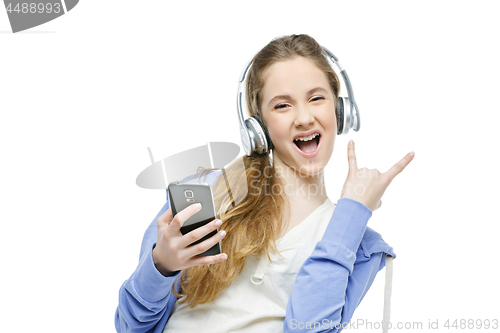 Image of Teen age girl with headphones