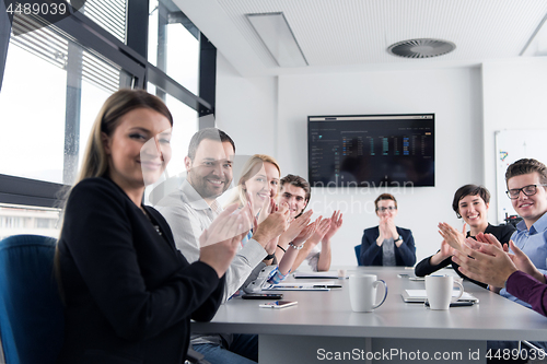 Image of Group of young people meeting in startup office