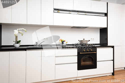 Image of Modern classic black and white kitchen