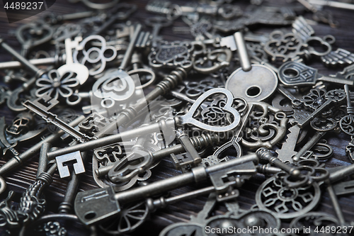 Image of Full frame photo of the various antique keys