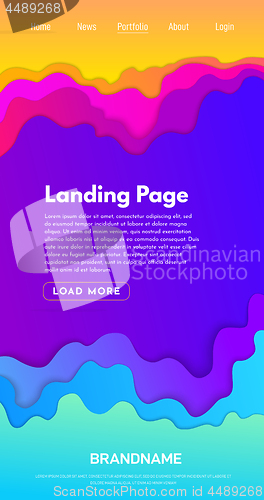 Image of Landing page design template. Wave origami paper cut style. Can be used for ui, web, print design. Vector