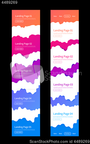 Image of Landing page design template. Wave origami paper cut style. Can be used for ui, web, print design. Vector