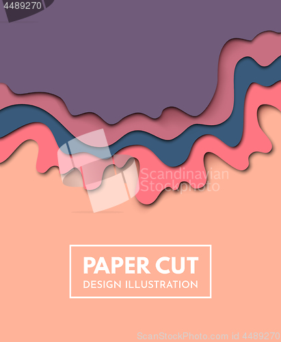 Image of Vector paper cut background. Abstract origami wave design