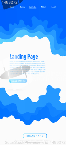 Image of Landing page design template. Wave origami paper cut style. Can be used for ui, web, print design. Vector