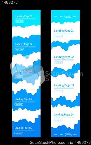 Image of Landing page design template. Wave origami paper cut style. Can be used for ui, web, print design. Vector