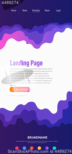 Image of Landing page design template. Wave origami paper cut style. Can be used for ui, web, print design. Vector