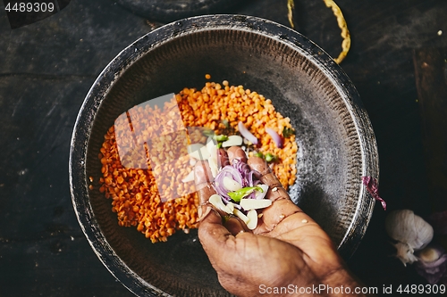 Image of Preparation rice and curry meal