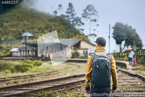 Image of Railroad station in clouds