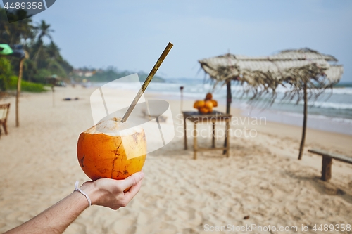 Image of Coconut with bamboo straw